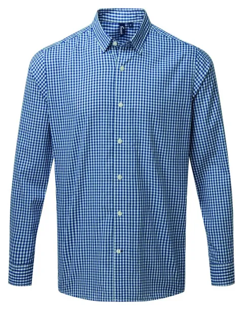 'MAXTON' CHECK MEN'S LONG SLEEVE SHIRT - Premier Navy White