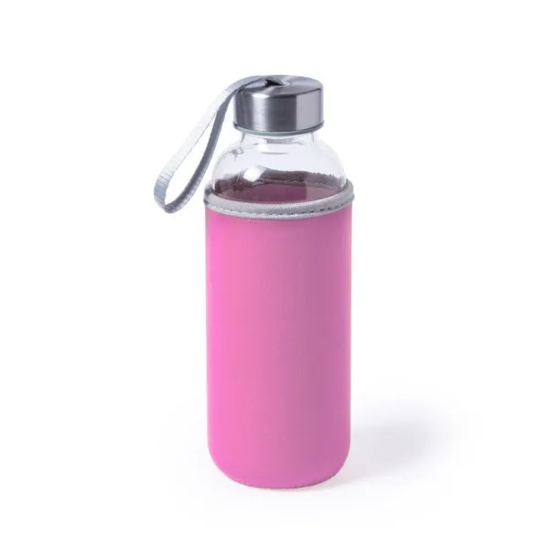  Glass sports bottle 420 ml pink