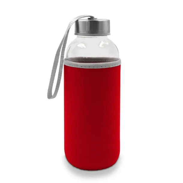  Glass sports bottle 420 ml red