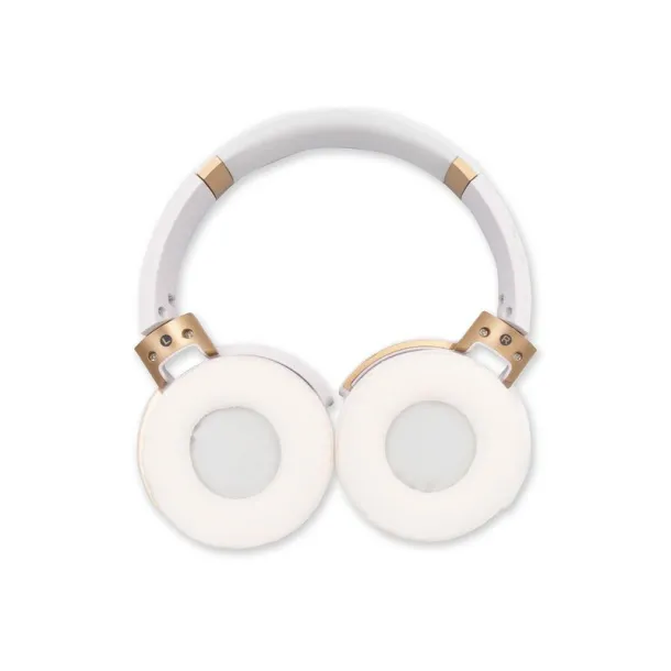  Foldable wireless headphones, bamboo details white