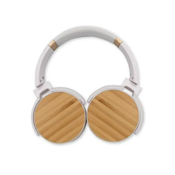  Foldable wireless headphones, bamboo details white