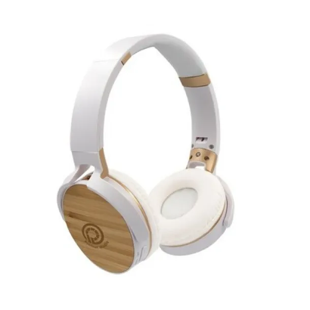  Foldable wireless headphones, bamboo details white