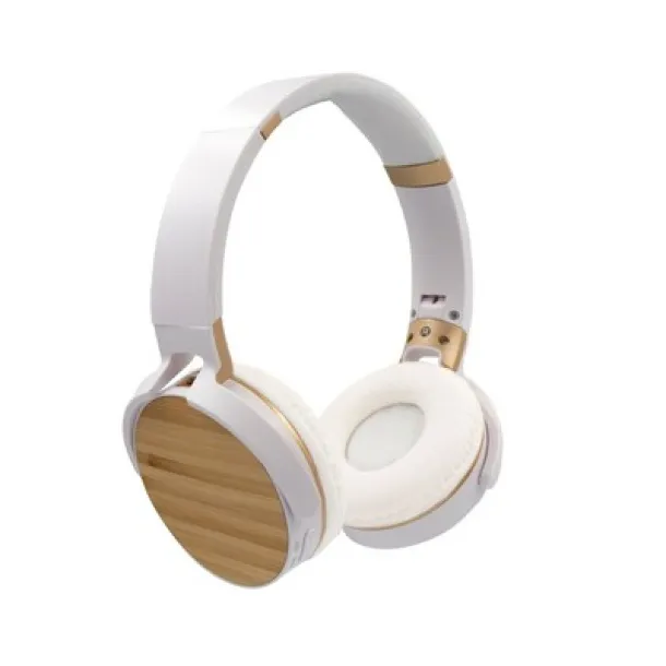  Foldable wireless headphones, bamboo details white