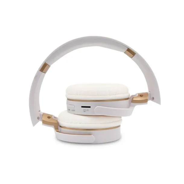  Foldable wireless headphones, bamboo details white