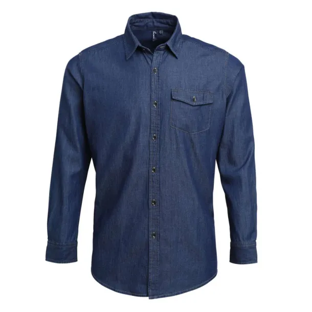  MEN’S JEANS STITCH DENIM SHIRT - Premier Indigo Denim