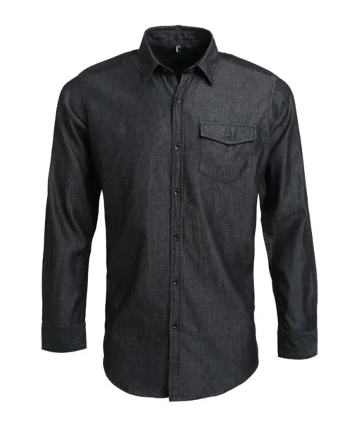  MEN’S JEANS STITCH DENIM SHIRT - Premier Black Denim