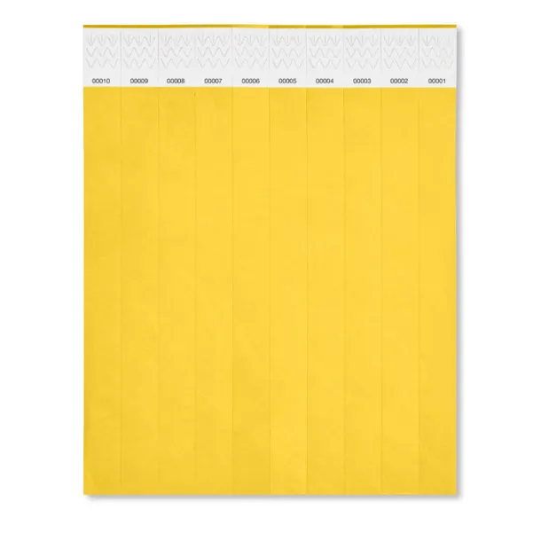 TYVEK One sheet of 10 wristbands Yellow