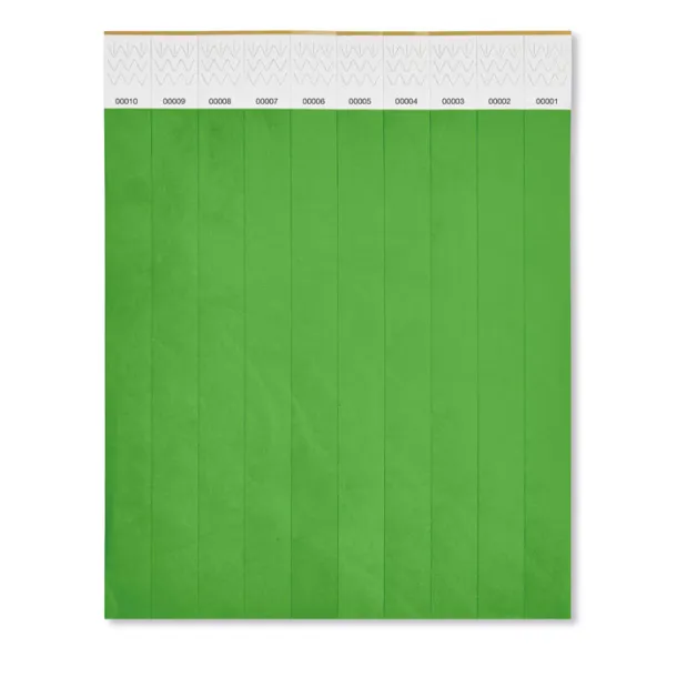 TYVEK One sheet of 10 wristbands Green