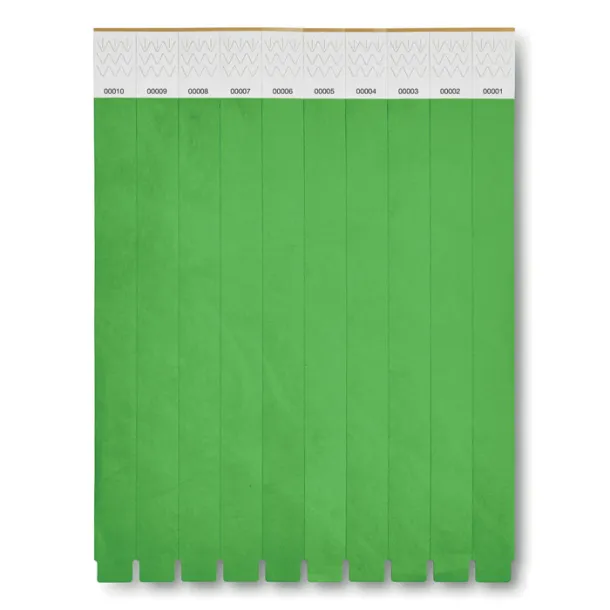 TYVEK One sheet of 10 wristbands Green