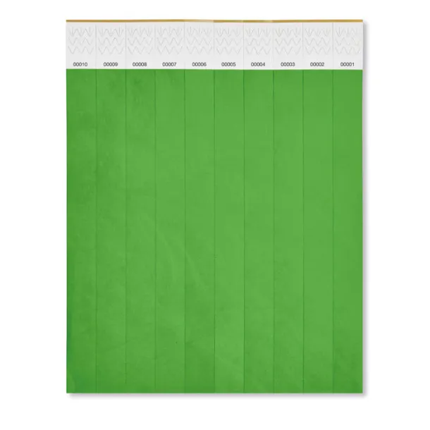 TYVEK One sheet of 10 wristbands Green