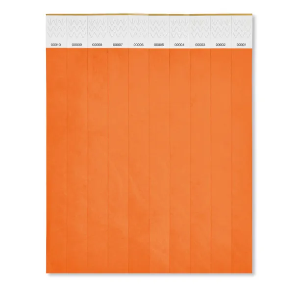 TYVEK One sheet of 10 wristbands Orange