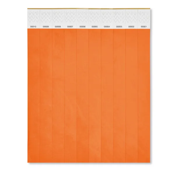 TYVEK One sheet of 10 wristbands Orange