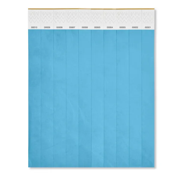 TYVEK One sheet of 10 wristbands Turquoise