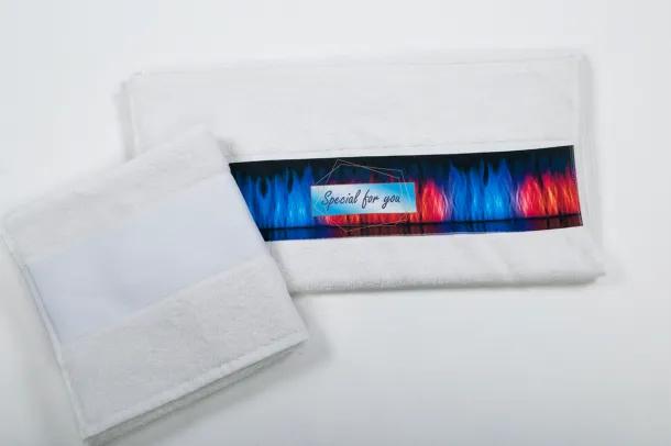  OLIMA TOWEL WITH SUBLIMATION BORDURE - 400 g/m² - Olima White