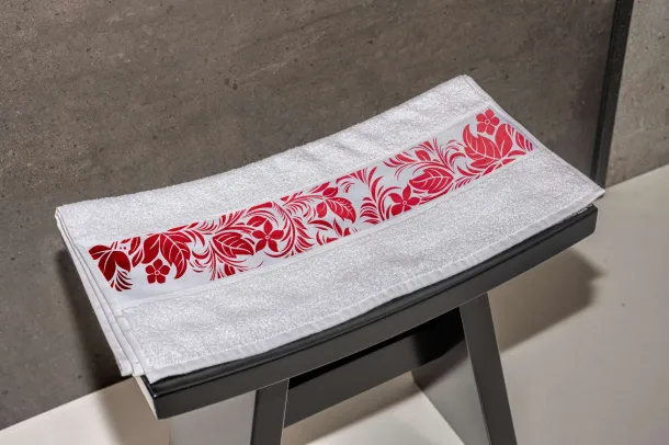  OLIMA TOWEL WITH SUBLIMATION BORDURE - 400 g/m² - Olima White