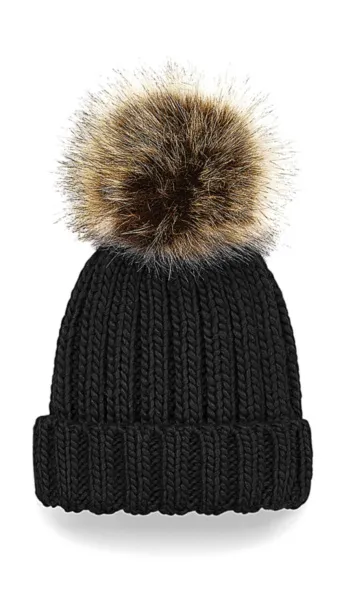  Infant/Junior Fur Pom Pom Chunky Beanie - Beechfield Black