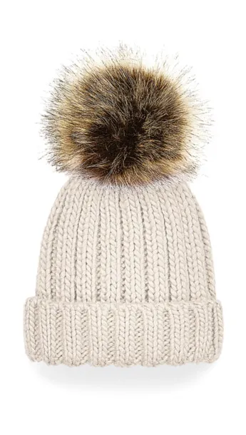  Infant/Junior Fur Pom Pom Chunky Beanie - Beechfield Oatmeal