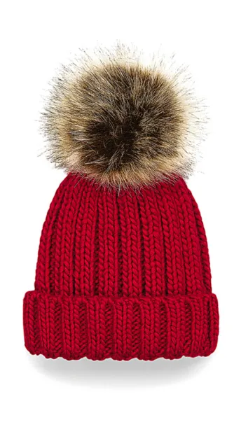  Infant/Junior Fur Pom Pom Chunky Beanie - Beechfield Classic Red