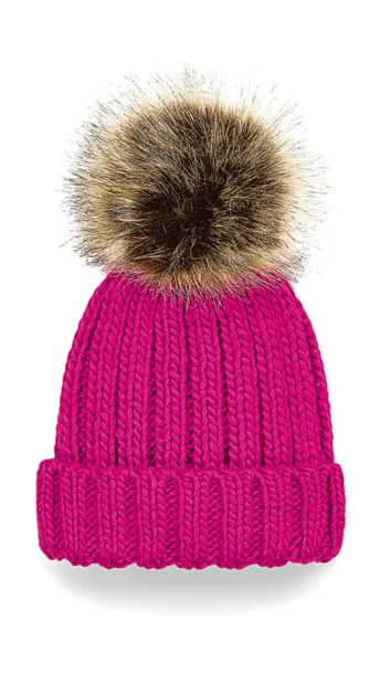  Infant/Junior Fur Pom Pom Chunky Beanie - Beechfield Fuchsia