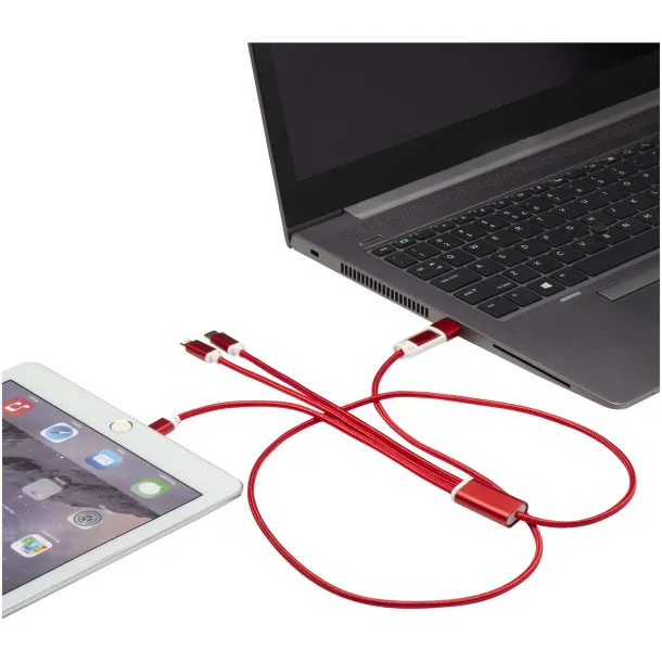 Versatile kabel za punjenje 5-u-1 od recikliranog aluminija Crvena