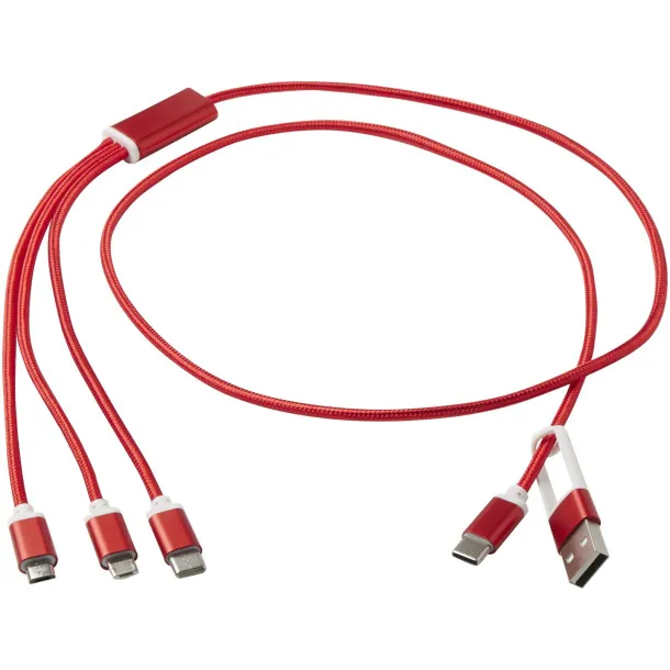 Versatile kabel za punjenje 5-u-1 od recikliranog aluminija Crvena