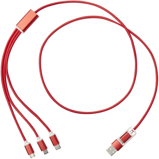 Versatile kabel za punjenje 5-u-1 od recikliranog aluminija Crvena