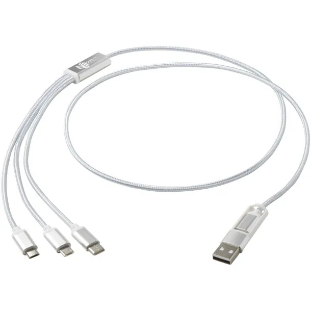Versatile kabel za punjenje 5-u-1 od recikliranog aluminija Srebrna