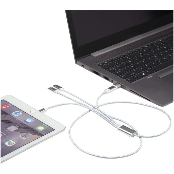 Versatile kabel za punjenje 5-u-1 od recikliranog aluminija Srebrna