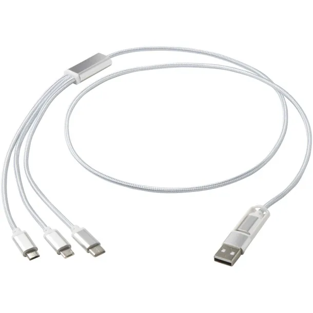 Versatile kabel za punjenje 5-u-1 od recikliranog aluminija Srebrna