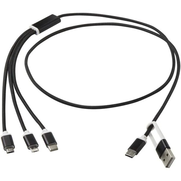 Versatile kabel za punjenje 5-u-1 od recikliranog aluminija Solid black