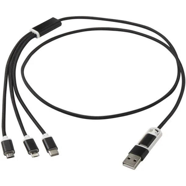 Versatile kabel za punjenje 5-u-1 od recikliranog aluminija Solid black
