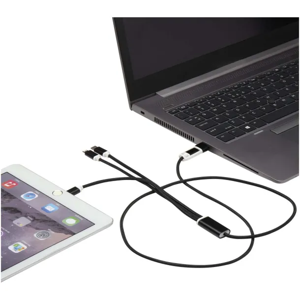 Versatile kabel za punjenje 5-u-1 od recikliranog aluminija Solid black