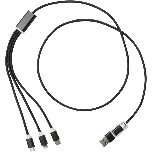 Versatile kabel za punjenje 5-u-1 od recikliranog aluminija Solid black