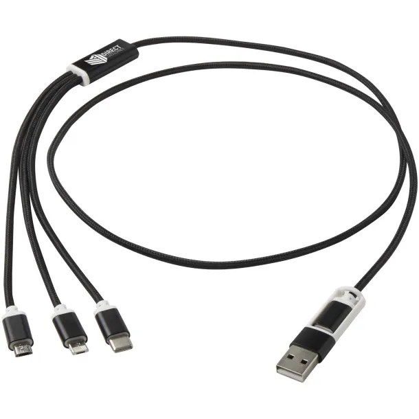 Versatile kabel za punjenje 5-u-1 od recikliranog aluminija Solid black