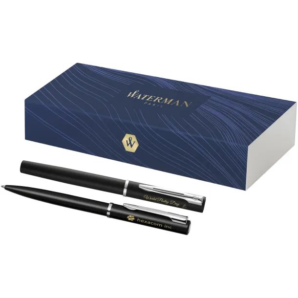 Allure ballpoint and rollerball pen set - Waterman Solid black