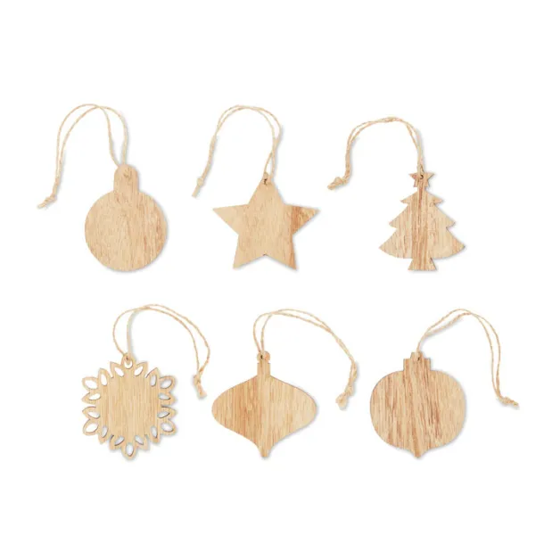 CHRISET Set of wooden Xmas ornaments Wood