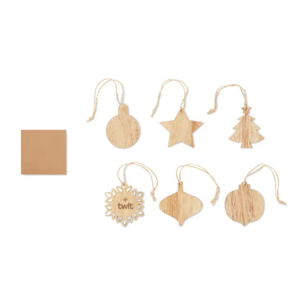 CHRISET Set of wooden Xmas ornaments Wood