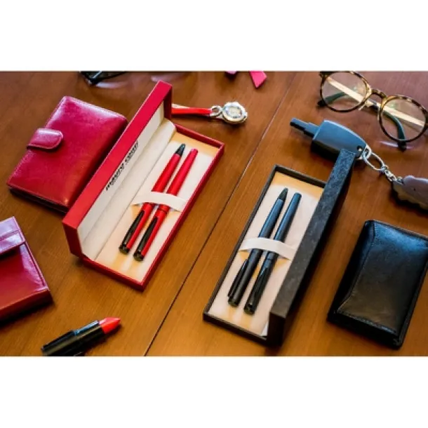  Mauro Conti writing set, ball pen and roller ball pen red