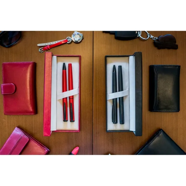  Mauro Conti writing set, ball pen and roller ball pen red