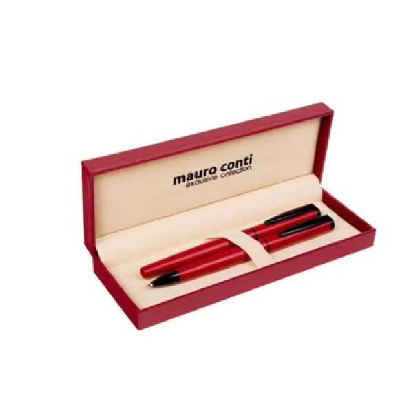  Mauro Conti writing set, ball pen and roller ball pen red