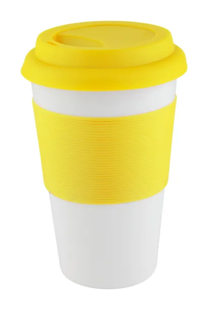 Soft Touch mug with silicone Yellow White