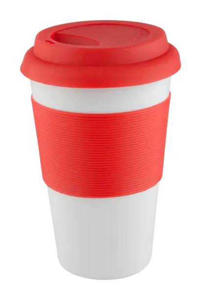 Soft Touch šalica sa silikonskom drškom, 400 ml Crvena Bijela