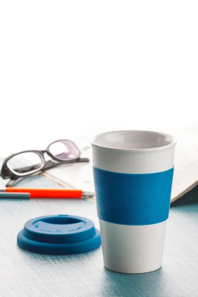 Soft Touch mug with silicone Blue White