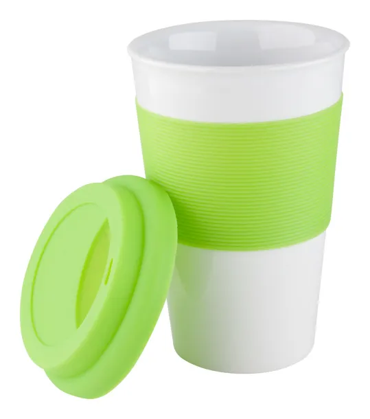 Soft Touch mug with silicone Lime green White