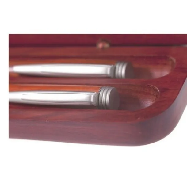  Writing set, ball pen and pencil in wooden case wood