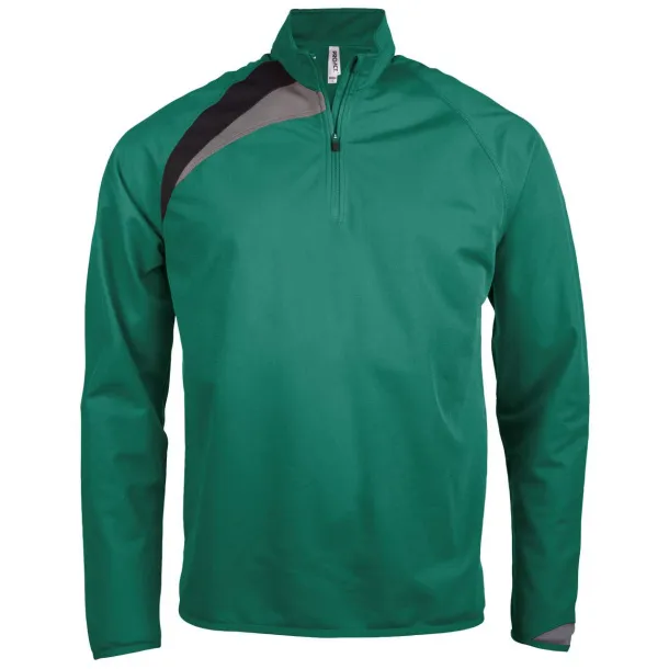 ADULTS' ZIP NECK TRAINING TOP - Proact Dark green Black