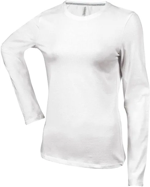  LADIES' LONG-SLEEVED CREW NECK T-SHIRT - Kariban White