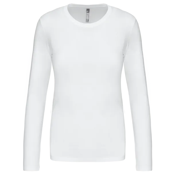  LADIES' LONG-SLEEVED CREW NECK T-SHIRT - Kariban White