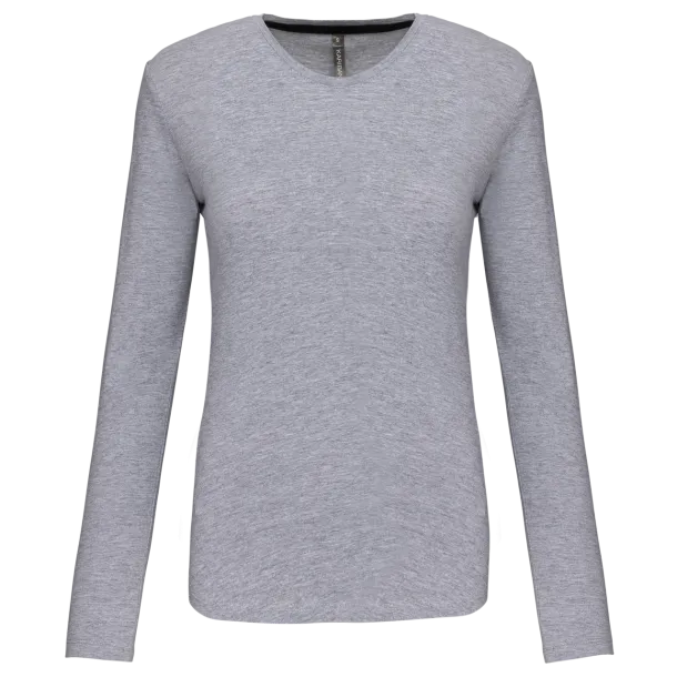  LADIES' LONG-SLEEVED CREW NECK T-SHIRT - Kariban Oxford Grey