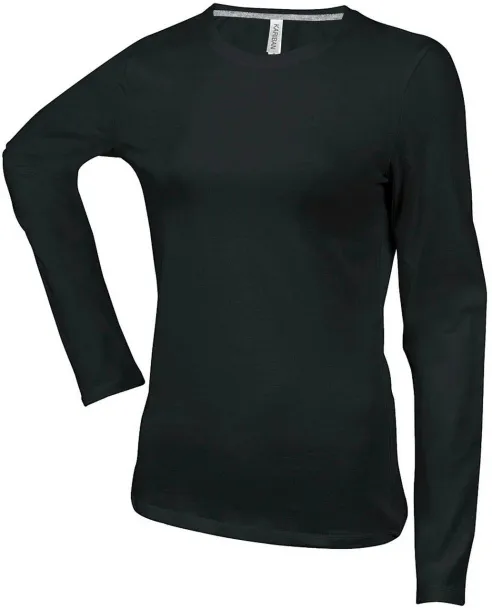  Ženska majica dugih rukava, 180 g/m2 - Kariban Crna